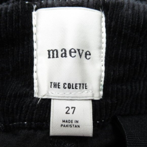 Anthropologie Maeve The Colette Cropped Wide Leg Corduroy Plaid Pants Black 27 - Picture 12 of 13